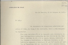 [Circular] N° 449, 1937 oct. 11, Río de Janeiro, [Brasil] [a] Señorita Gabriela Mistral