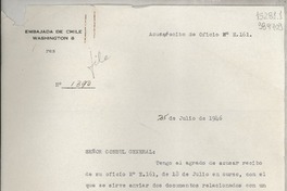 [Circular] N° 1390, 1946 jul. 25, Washington [al] Señor Cónsul General de Chile, Los Angeles, California