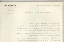 [Oficio] N° 375221, 1950 jun. 15, México D. F. [a] Señorita Gabriela Mistral, Cónsul de Chile en Comisión, Jalapa, Ver.