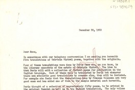 [Carta] 1960 dic. 20 [Estados Unidos] [a] Anne Freedgood, Garden City, New York, [Estados Unidos]