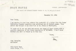 [Carta] 1964 dic. 17, New York, [Estados Unidos] [a] Doris Dana, New York, [Estados Unidos]