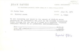 [Carta] 1971 jun. 26, [New York, Estados Unidos] [a] Doris Dana, [Estados Unidos]