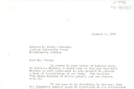 [Carta] 1956 jan. 2, [Estados Unidos] [a] Bernard B. Perry, Bloomington, Indiana, [Estados Unidos]