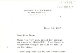 [Carta] 1957 mar. 13, [New York, Estados Unidos] [a] Doris Dana, New York, [Estados Unidos]