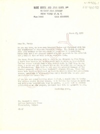 [Carta] 1957 mar. 25, [New York, Estados Unidos] [a] Bernard B. Perry, Bloomington, Indiana, [Estados Unidos]
