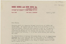 [Carta] 1957 apr. 1, [New York, Estados Unidos] [a] Doris Dana, New York, [Estados Unidos]