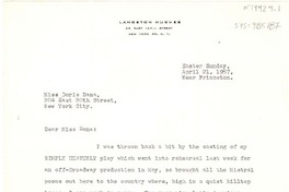 [Carta] 1957 apr. 21, [Princeton, Nueva Jersey, Estados Unidos] [a] Doris Dana, New York, [Estados Unidos]