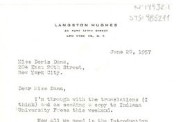 [Carta] 1957 jun. 20, [New York, Estados Unidos] [a] Doris Dana, New York, [Estados Unidos]