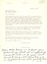 [Carta] 1957 aug. 2, [Estados Unidos] [a] Joan Daves, con notas a Doris Dana, New York, [Estados Unidos]