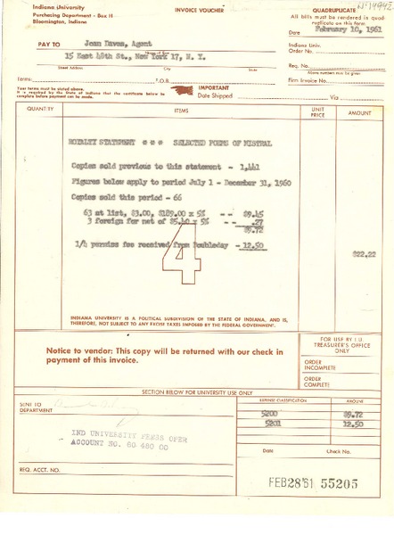 [Carta] 1961 apr. 14, [New York, Estados Unidos] [a] Richard Whelan, con copia a Doris Dana, New York, [Estados Unidos]
