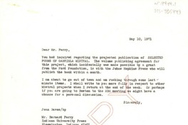[Carta] 1971 may 10, [Estados Unidos] [a] Bernard B. Perry, Bloomington, Indiana, [Estados Unidos]