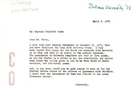 [Carta] 1972 apr. 3, [Estados Unidos] [a] Bernard B. Perry, con copia a Doris Dana, Bloomington, Indiana, [Estados Unidos]