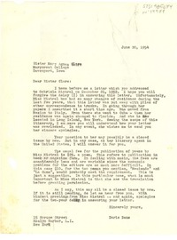 [Carta] 1954 jun. 20, Roslyn Harbor, New York, [Estados Unidos] [a] sister Mary Agnes Clare, Davenport, Iowa, [Estados Unidos]