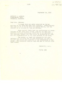 [Carta] 1954 sep. 16, [Estados Unidos] [a] Mildred E. Johnson, Columbia, Missouri, [Estados Unidos]