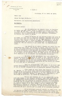 [Carta] 1934 abr. 23, Santiago, [Chile] [a] Señor don Jorge Barriga Errázuriz, Ministerio de Relaciones Exteriores, La Moneda