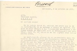 [Carta] 1935 oct. 2, Barcelona, España [a] Srta. Gabriela Mistral, Madrid