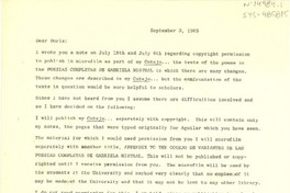 [Carta] 1965 sep. 3, Washington D.C., [Estados Unidos] [a] Doris [Dana], con copia a Joan Daves, [Estados Unidos]