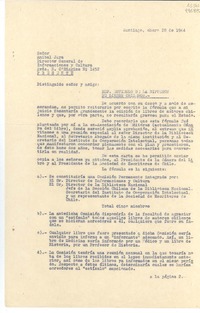 [Carta] 1944 ene. 28, Santiago, [Chile] [al] Señor Anibal Jara, Director General de Informaciones y Cultura, Avda. B. O´Higgins N° 1452, [Santiago], [Chile]