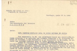 [Carta] 1944 jun. 26, Santiago, [Chile] [al] Señor Sub-Secretario del Interior, [Chile]