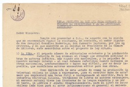 [Carta] 1944 nov. 28, Santiago, [Chile] [al] Señor Ministro de Educación