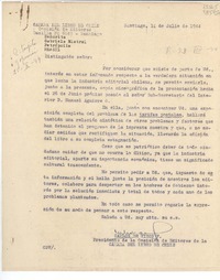 [Carta] 1944 jul. 1, Santiago, [Chile] [a la] Señorita Gabriela Mistral, Petrópolis, Brasil
