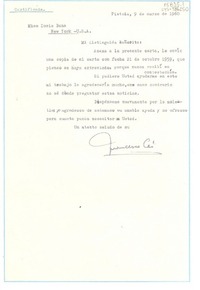 [Carta] 1960 mar. 9, Pistoia, [Italia] [a] Doris Dana, New York, U.S.A.
