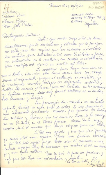 [Carta] 1957 ene. 16, New York, [Estados Unidos] [a] Doris Dana, Secretaria de la maestra Gabriela Mistral, Roslyn Harbor, Long Island, [Estados Unidos]