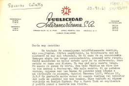 [Carta] 1961 sep. 23, [México D.F., México] [a] Doris [Dana]