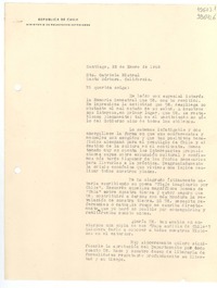 [Carta] 1948 ene. 22, Santiago, [Chile] [a] Sta. Gabriela Mistral, Santa Bárbara, California
