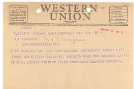 [Telegrama] 1948 May 5, Santiago, Chile [al] Con. Chile, Santa Barbara, Calif., [EE.UU.]