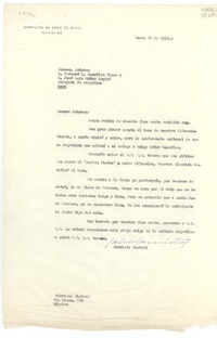[Carta] 1952 ene. 25, Consulado de Chile, Nápoles, Italia [a los] Excmos. Señores, D. Bernabé S. González Risos y D. José Luis Muñoz Azpiri, Embajada de Argentina, Roma, [Italia]