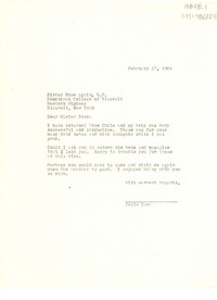 [Carta] 1966 feb. 17, [Pound Ridge, New York, Estados Unidos] [a] sister Rose Aquin, o.p., Bleuvelt, New York [Estados Unidos]