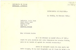 [Carta] 1965 feb. 24, La Serena, Chile [a] Doris Dana, Pound Ridge, New York, Estados Unidos