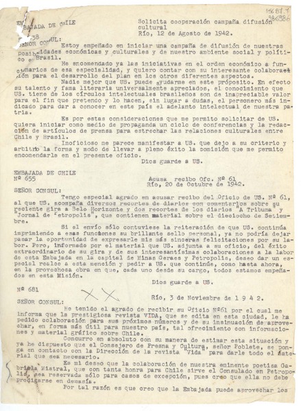[Carta] 1942, Río de Janeiro, [Brasil] [a] Señor Cónsul