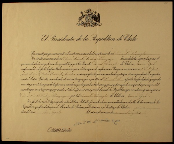 [Carta credencial] [a] Gabriela Mistral, Cónsul Adscrito en Nueva York, [EE.UU.]