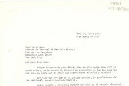 [Carta] 1957 ene. 8, Hatillo, Puerto Rico [a] Doris Dana, Secretaria personal de Gabriela Mistral, Hospital de Hempstead, New York, [Estados Unidos].