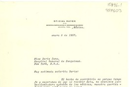 [Carta] 1957 ene. 8, [Jalapa, Ver., México] [a] Doris Dana, Hospital General de Hempstead, New York, E.U.A.