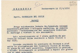 [Carta] 1952 apr. 17, Buenacompra, [Italia] [a] Consolato del Chile, Napoli