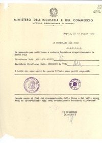 [Carta] 1952 luglio 15, Napoli, [Italia] [a] Consolato del Cile, Napoli