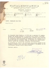 [Carta] 1952 sett. 5, Napoli, [Italia] [a] Consolato del Cile, Napoli