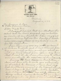 [Carta] 1933 Aug. 14, Madrid, [España] [a] Mr. Luciano De Feo, Villa Torlonia, Roma, [Italia]
