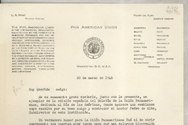 [Carta] 1946 mar. 20, Washington, D. C., U.S.A. [a la] Señorita doña Gabriela Mistral, Embajada de Chile, Washington, D. C., [EE.UU.]