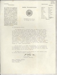 [Carta] 1939 mayo 2, Washington, D. C., E.U.A. [a] Srta. Gabriela Mistral, American Express, Nice, France