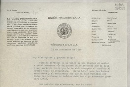 [Carta] 1945 nov. 16, Washington, D. C., E.U.A. [a] Srta. Gabriela Mistral, Petrópolis, Brasil