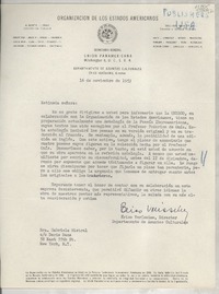 [Carta] 1953 nov. 16, Washington 6, D. C., E. U. A. [a la] Sra. Gabriela Mistral, co Doris Dana, 58 East 55th St., New York, N.Y., [EE.UU.]