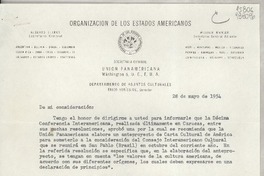 [Carta] 1954 mayo 28, Washington 6, D. C., E. U. A. [a la] Sra. Gabriela Mistral, co Doris Dana, Spruce Street, Roslyn Harbor, Long Island, New York, [EE.UU.]