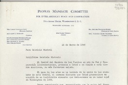 [Carta] 1946 mar. 18, Hay-Adams House, Washington 6, D. C., [EE.UU.] [a] Gabriela Mistral