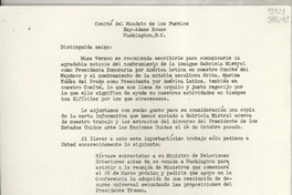 [Carta] [1951], Washington D. C., [Estados Unidos] [a] Distinguida Amiga