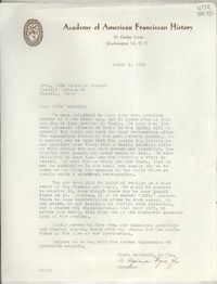 [Carta] 1951 Mar. 9, Washington D. C., [Estados Unidos] [a] Srta Doña Gabriela Mistral, Casella Pstale 69, Rapallo, Italy