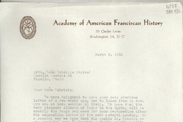 [Carta] 1951 Mar. 9, Washington D. C., [Estados Unidos] [a] Srta Doña Gabriela Mistral, Casella Pstale 69, Rapallo, Italy